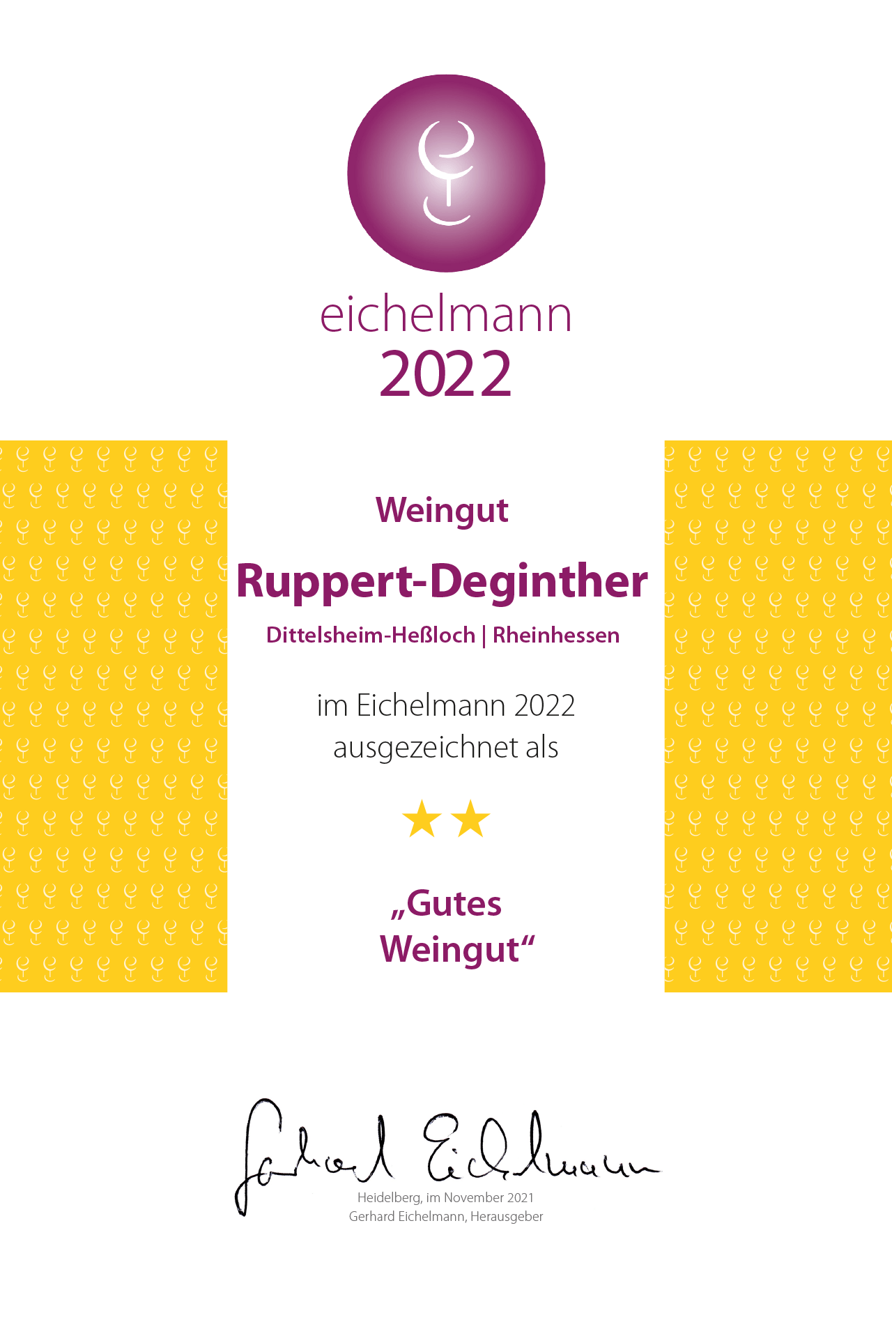 eichelmann auszeichnung urkunde 2022